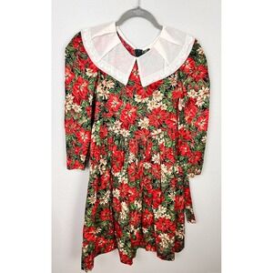 Vintage Ruth of Carolina Girls Dress Size 10.5 Christmas Holiday poinsettia